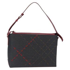 Authentic BURBERRY Nova Check Shoulder Bag Nylon Leather Gray Silver